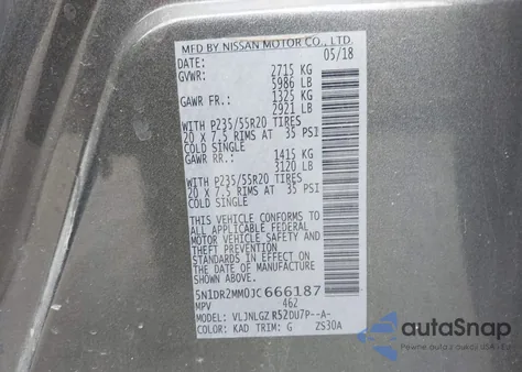 2018 Nissan Pathfinder Sl from USA, damaged, VIN 5N1DR2MM0JC666187